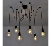 SEMANHUAOZ Lampadario a ragno a 6/8 teste, lampada a sospensione industriale retrò con illuminazione decorativa fai da te, luci a sospensione nere for sala da pranzo, attacco E27(6 Lights)