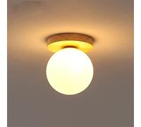 SEMANHUAOZ Plafoniera in Legno Nordico Globo Lampadario Country Rurale Americano Paralume in Vetro Bianco Plafoniera Piccola Plafoniera for Cucina Isola Cafe Corridoio Loft Ristorante (Color : 9.8inc