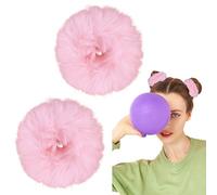 Semato 2 elastici per capelli rosa sfocati, morbidi elastici con pompon rosa, con finta pelliccia di coniglio, morbidi elastici per coda di cavallo, accessori per capelli per donne e ragazze