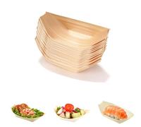 Semazz Ciotola Barchetta in Legno,100 PCS Piatti per Barche in Legno Vassoi per Servire Stoviglie Usa e Getta Vaschetta Snack Fingerfood Patatine Fritte Sushi Currywurst Pommes Sushi