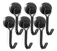 Semazz Gancio Magnetico,6 PCS Ganci Magnetici Extra Fuertes Ganci Magnetici Neodimio Nero 25 lb+ 180º Magnete con Ganci Magnetici per Crociera Frigo Cucina Ufficio Soffitto