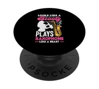 Sembra che una bellezza suona il sassofono come un sassofono bestia PopSockets PopGrip Adesivo