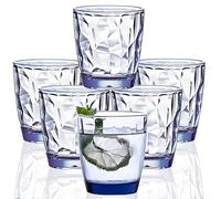 [Sembra di vetro] 300 ml 6-Pezzo impostato Shatter resistente sicuro Coppa di plastica Nessun BPA Può essere lavato nella lavastoviglie (blu)