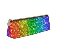 Sembra un arcobaleno con paillettes, Astuccio portapenne triangolare Astuccio portapenne portatile in pelle con cerniera Astuccio porta cosmetici