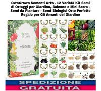 Sementi Orto, 12 Varietà Kit Semi di Ortaggi x Giardino, Balcone O Mini Serra