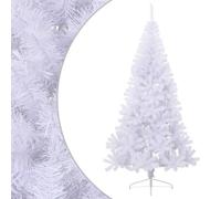 Semi Albero di Natale artificiale, 240 cm, in PVC bianco, con robusto supporto in acciaio, ideale per il posizionamento a parete, interno ed esterno protetto, decorazione natalizia