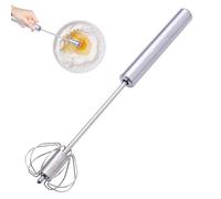 Semi-Automatic Rotating Whisk - 30x6.5x6.5cm Stainless Steel Hand Mixer, Non-Stick Egg Beater with Ergonomic Handle | Manual Blender for Whipping Cream, Frothing Milk, Beating Eggs and Baking Needs