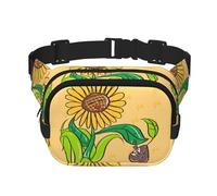 Semi di girasole e girasoli stampati moda Crossbody Bag, escursionismo Marsupio, doppio strato quadrato viaggio e borsa a tracolla fitness