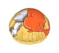 Semi di girasole e volpi, cuffia da doccia impermeabile a doppio strato, con fodera in PEVA, cappello protettivo per capelli per spa e prodotti per la pulizia