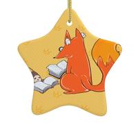 Semi di girasole e volpi Ornamenti a forma di stella in ceramica | Perfetto per feste di Natale in famiglia, caminetti e tavoli per le vacanze