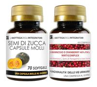 Semi di Zucca 70 Softgels e D Mannosio Cranberry 40% Mirticomplex 60 Compresse | Vie Urinarie Antiossidante Drenante | Una al Giorno