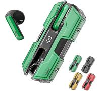 Semi-in-Ear Wireless Headset,Noise Cancelling Headphones for iOS & Android,Mini Waterproof Wireless Earbuds Bluetooth Headphones,Magnetic Snap-Together Design,Long Battery Life (Green)