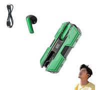 Semi in Ear Wireless Headset, Suerteyay Mini Bluetooth Headsets, Semi in Ear Bone Conduction Earbuds Wireless Bluetooth, Magnetic Snap-Together Design Mecha Appearance for Daily Use (Green)