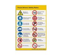 Semi Truck Safety Rules Poster Canvas Painting for Owner Operator Cab Decor Logistics Warehouse Safety Meeting Visual(Unframed,08X12inch(20X30cm))