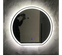 Semicerchio Senza Cornice con Luce, Specchio Cosmetico A LED, Interruttore Tattile A Regolazione Continua A 3 Luci A Colori, Specchio da Parete Luminoso Creativo, 70cm