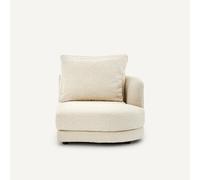 Semidivano dritto, arrotondato, modulare in bouclé, TIBERIO Beige mezzo divano destro