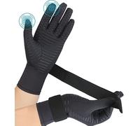 Semikk Guanti in rame per artrite, unisex, a compressione con dita intere, per artrite, tunnel carpale, sollievo dal dolore, gonfiore, reumatoide, digitazione, cinturino da polso regolabile (1 paio, S