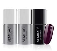 Semilac Base Coat, Top Coat & UV Gel Colour Polish di lunga durata, resistente alle scheggiature e facile da applicare. 099 Smalto Gel UV Colore Vino Viola Scuro, Perfetto per Manicure o Pedicure.