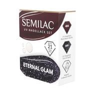 Semilac Set di smalti UV Eternal Glam - 2 smalti gel colori blu scuro e marrone 404 Black Beans muffin + 399 Dark & Spark + olio per unghie fragola vaniglia