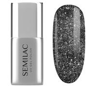 Semilac Smalto UV Top Coat No Wipe T21 Flash ON 7 ml - Top glitterato con effetto flash, particelle d'argento, senza strato di dispersione, per unghie UV e gel