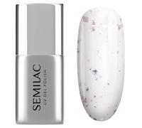 Semilac Smalto UV Top Coat T22 Flower Flakes 7 ml - Fiocchi luccicanti effetto ologo, senza strato di dispersione, per unghie UV e gel