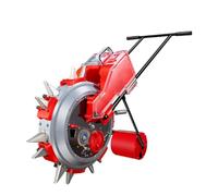 Seminatrice da giardino a spinta manuale con rullo, seminatrice manuale di precisione con applicatore di fertilizzante, ideale per la semina di mais, cotone, soia e arachidi.(7 holes)