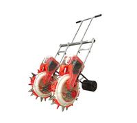 Seminatrice di precisione a doppia ruota per orto, seminatrice manuale a doppia ruota con rullo per semina e distribuzione di fertilizzanti per arachidi, mais e fagioli(5 Nozzles)