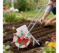 Seminatrice e Distributore di Concime, Seminatrice a spinta con doppio serbatoio a vista - Seminatrice manuale per la semina di mais, cotone, soia e arachidi.(5-Nozzle)