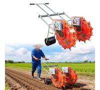 Seminatrice manuale a spinta a 12 ugelli, seminatrice per orto a file, distanza tra le piante, profondità di semina e distanza tra le file regolabili, carrello per soia, arachidi e mais