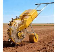 Seminatrice manuale a spinta per giardino, seminatrice a ruota singola per semina in fila, seminatrice con rullo e distributore di fertilizzante (5-8 ugelli regolabili)