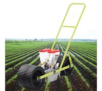 Seminatrice manuale a spinta per ortaggi, Seminatrice di precisione e applicatore di fertilizzante con spaziatura tra le file e profondità regolabili(2-wheel)