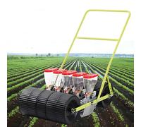 Seminatrice manuale a spinta per ortaggi, Seminatrice di precisione e applicatore di fertilizzante con spaziatura tra le file e profondità regolabili(5-wheel)