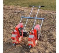 Seminatrice manuale di precisione per orto, spargitore di semi, seminatrice a rullo a doppia ruota con applicatore di fertilizzante, macchina per la semina di arachidi, mais e fagioli.(6 Mouths)