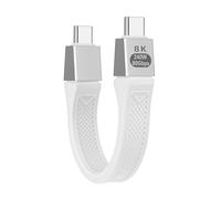 Seminer 240W Cavo Piatto Corto da USB-C a USBC（13CM）, Compatibile con Thunderbolt 5/4 da 80Gbps, Ricarica Veloce, OTG e Supporto per Display 8K per Tutti i Dispositivi Type-C-Bianco