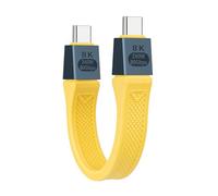 Seminer 240W Cavo Piatto Corto da USB-C a USBC（13CM）, Compatibile con Thunderbolt 5/4 da 80Gbps, Ricarica Veloce, OTG e Supporto per Display 8K per Tutti i Dispositivi Type-C-Giallo