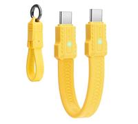 Seminer 240W Cavo Piatto Corto da USB-C a USBC（13CM）, Compatibile con Thunderbolt 5/4 da 80Gbps, Ricarica Veloce, OTG e Supporto per Display 8K per Tutti i Dispositivi Type-C-Giallo