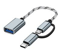 Seminer Adattatore 2 in 1 USB C/Micro a USB 3.0, USB C a USB, Convertitore da Micro a USB Cavo Adattatore OTG Compatibile con iMac Android Google Samsung Galaxy, ecc. Grigio