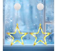 SEMINISMAR Decorative da Finestra Luci di Natale,2PCS Stella Natale Luci,LED Luci Stella,Luci Natalizie Finestra Batteria con Timer,Decorazione Natalizia,Tenda Luminosa a LED