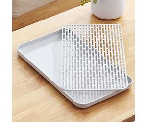 SEMINISMAR Vaschetta Raccogligocce,scolapiatti Con Vassoio Antigoccia,piccolo Tappetino Per Scolapiatti,vassoio Per Tazza E Frutta,vassoio Antigoccia,para Cubiertos,frutas Y Verduras,31x17cm,1 pezzo