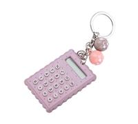 Semme Calcolatrice Portatile per Portachiavi con Biscotti Carini - Calcolatrice Tascabile a Colori con Pulsanti in Silicone per un Facile Utilizzo - Ideale per Bambini e Amici (Grigio Viola)