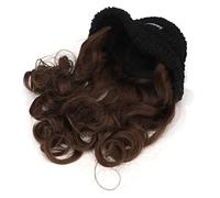 Semme Cappello a Secchiello in Lana con Parrucca Riccia in Seta Matta Alta | Cappello in lana con comfort traspirante opaco grande marrone chiaro integrato per l\'uso quotidiano e all\'aperto