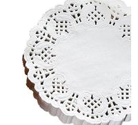 Semme Centrini Rotondi in Pizzo Bianco 150 Pezzi Cottura Assorbente Olio per Cibi Fritti Dessert Torte Polpa di Legno per Uso Alimentare Bordi di Fiori Cavi da 4,5 Pollici (150 pezzi di carta