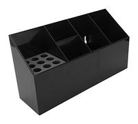 Semme Porta Forbici per Salone di Casa, Scatola Portaoggetti per Attrezzi Parrucchiere Multi Scomparto con Base Antiscivolo, Fori in Gomma Rimovibili (BLACK)
