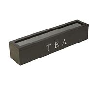 Semme Scatola Porta tè in Legno con 6 Scomparti per Organizzare Bustine di tè, Bustine di Zucchero e Accessori - Costruzione in Legno Dal Design Elegante (BLACK)