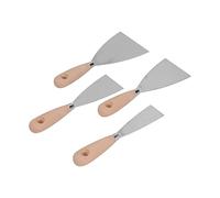 Semme Set di Raschietti per Stucco in Acciaio Inossidabile, 4 Pezzi, Coltelli in Metallo con Comodi Manici in Legno, per Rimozione di Intonaco e Vernice, Ideali per Progetti Fai da te.