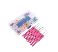 Semme Uncinetto Set, Uncinetti Uncino Colorati con Borsa Portatile, Kit Uncinetto Aghi Ferri da Maglia Gancio di Crochet per Tutti I Modelli per Uncinetto Pizzo e Fiori 0.6-6.0Mm (Rose Red)