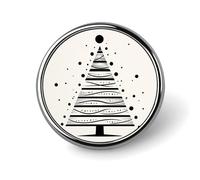 Semplice albero di Natale bianco e nero spilla rotonda per uomo donna moda distintivo collare pin vestito giacca zaino accessori