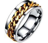 Semplice anello da dito Versatile anello apribottiglie da dito in acciaio inossidabile Anello di moda con catena centrale Anello a fascia Fidget Anello da festa, regalo di gioielli Durable and Fashion