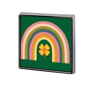 Semplice arcobaleno con un trifoglio unisex spille e spille quadrate leggere bavero distintivo gioielli per abbigliamento scialle cappello