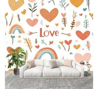 Semplice Arcobaleno D'Amore Carta da Parati Tessuto Non Tessuto 300x210 cm Bianco Fotomurali Carta da Parati Panoramica per Soggiorno, Ufficio, TV Sfondo al Chiuso Decorazione